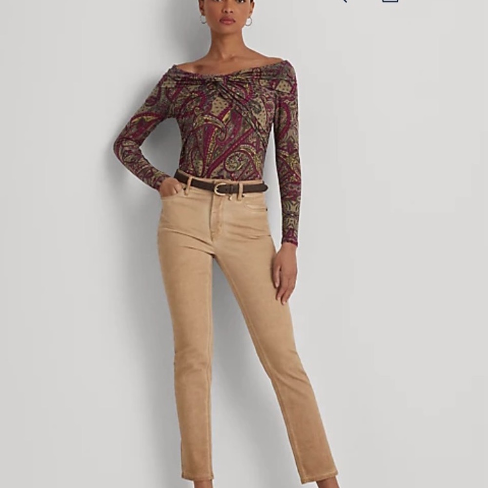 NWT! RALPH LAUREN Black Label Paisley Off-the-SHOULDER top $125 New! Size: XL